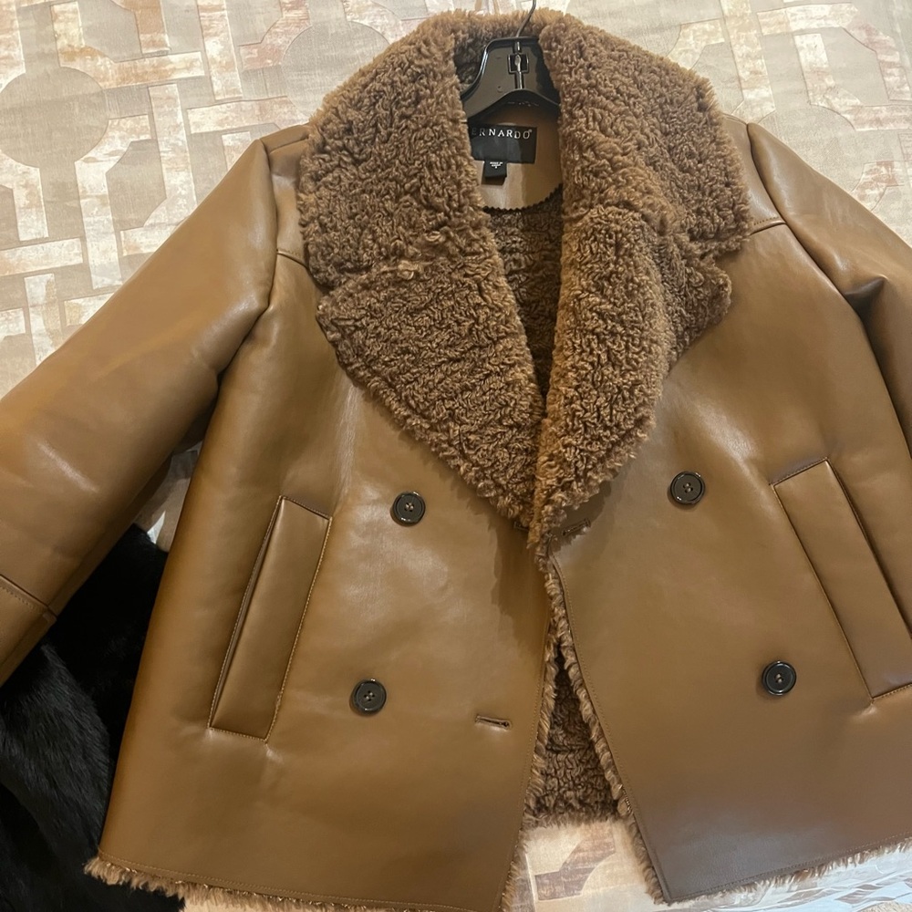 Bernardo Chestnut Brown Faux Leather Teddy Jacket